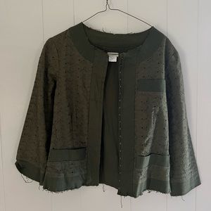 Women’s Sz 4 Green Eyelet Blazer Jacket